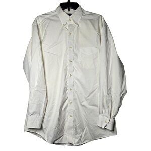 Jos A Bank Travelers Collection White Tailored Fit Long Sleeve Dress Shirt 17 34